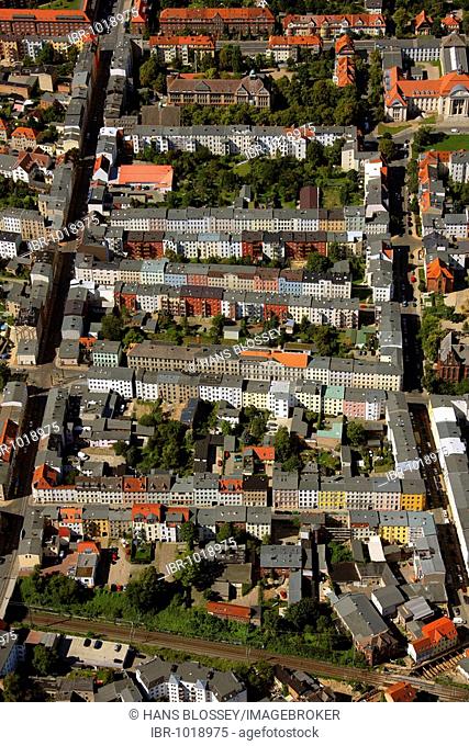 Aerial view, apartment buildings, perimeter block development, Schwerin, Mecklenburg-Western Pomerania, Germany, Europe