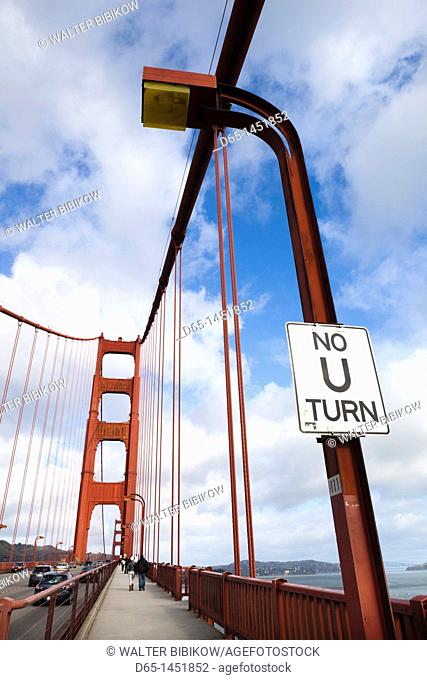 USA, California, San Francisco, Presidio, Golden Gate National Recreation Area, Golden Gate Bridge detail