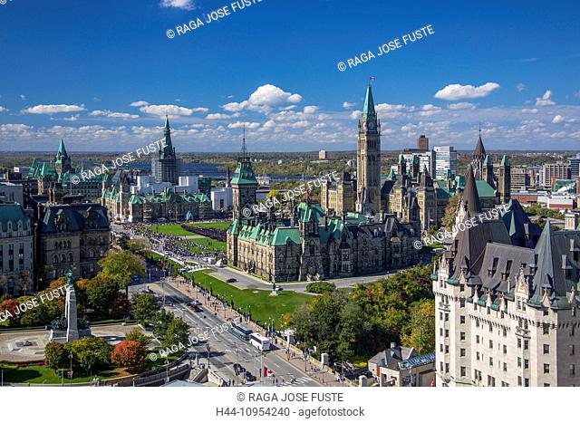 Canada, North America, Ottawa, Parliament Hill, architecture, city, colourful, downtown, landscape, parliament, skyline, touristic, towers, travel, buildings