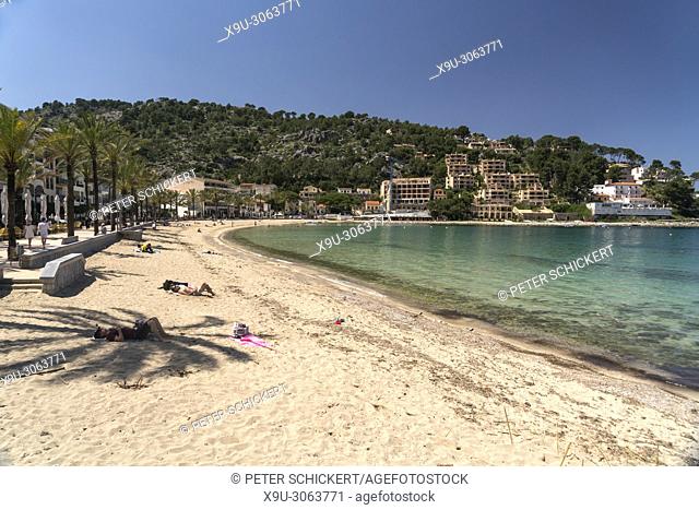 beach Platja den Repic, Port de Soller, Majorca, Balearic Islands, Spain,