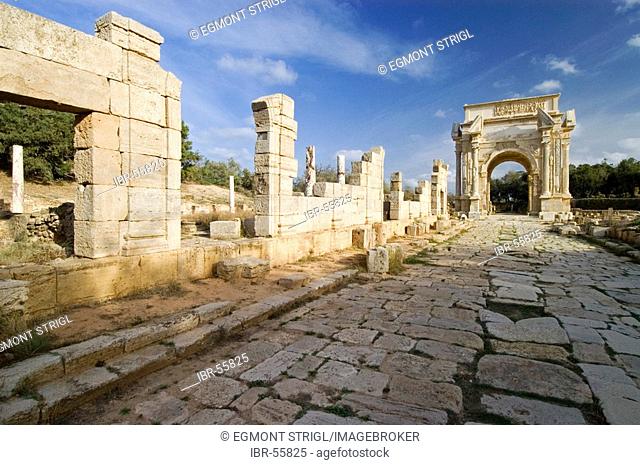 Triumph arch of Septimus Severus Leptis Magna, Libya, Unesco world heritage site