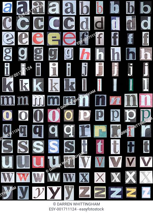 Newspaper alphabet lower case