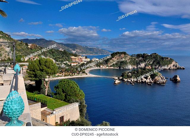 Isola Bella, view from Villa Antonio, Taormina, Sicily, Italy, Europe