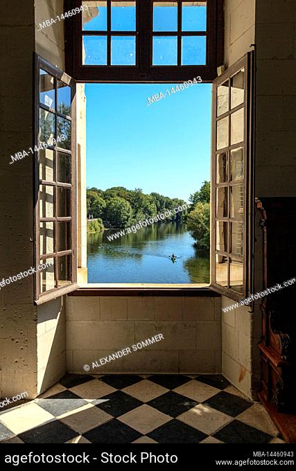 France, Chenonceau castle, interior, view from window