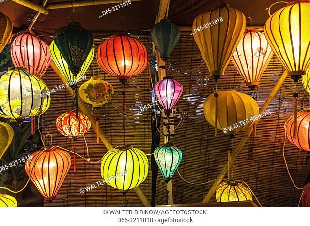 Laos, Luang Prabang, lanterns along Mekong Riverfront