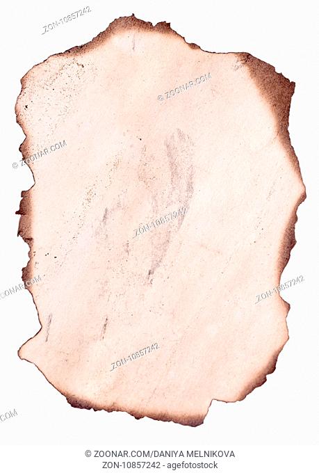 burnt paper isolated on white background