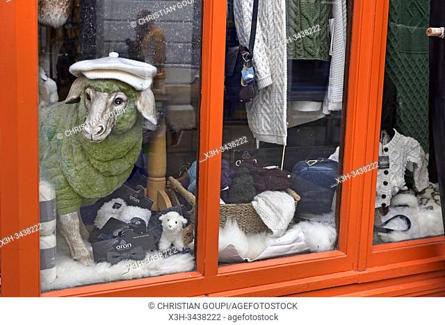 front of Knitwear shop Galway Woollen Market, High Street, Galway, Connemara, County Galway, Republic of Ireland, North-western Europe