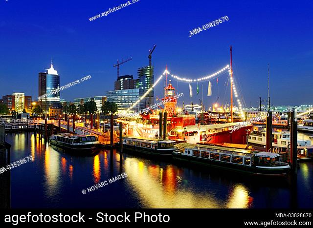FIRE SHIP, City Sportboothafen, Elbphilharmonie, Port of Hamburg, Hanseatic City of Hamburg, Germany