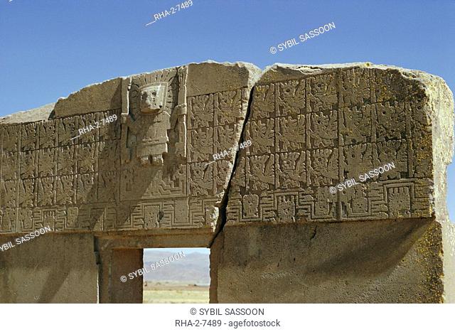The Sun Gate, Aymara culture, 600 AD, archaeological site, Tiahuanaco, Bolivia, South America
