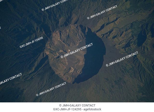 Mount Tambora Volcano, Sumbawa Island in Indonesia is featured in this image photographed by an Expedition 20 crew member on the International Space Station