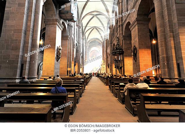 Interior view, Worms Cathedral, Cathedral of St Peter, built between 1130 and 1181, Worms, Rhineland-Palatinate, Germany, Europe