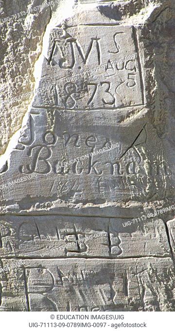 New Mexico, El Morro National Monument, Bluff-side Inscriptions by Union Pacific Survey Crew