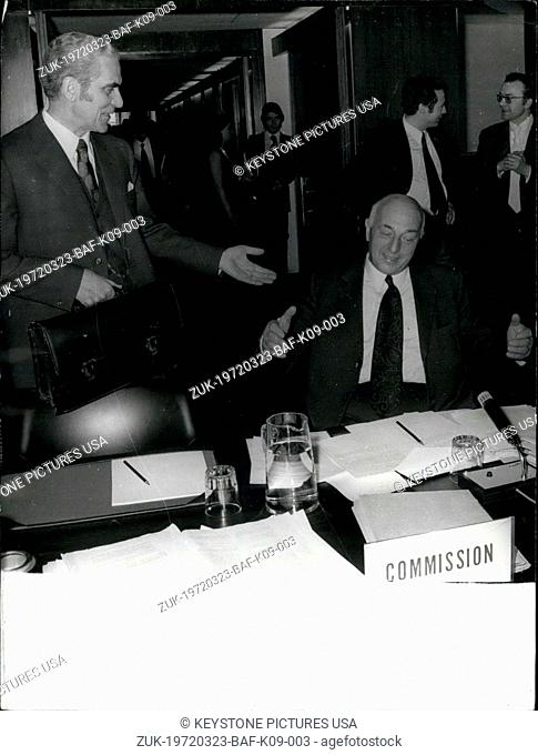 Mar. 23, 1972 - A compromise between Paris and Bonn was reached in Brussels last night regarding the differences that separate Germany's Minister of Agriculture