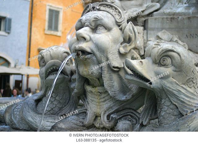 Fountain. Detail. 16th Century. Piazza della Rotonda. Rome. Italy