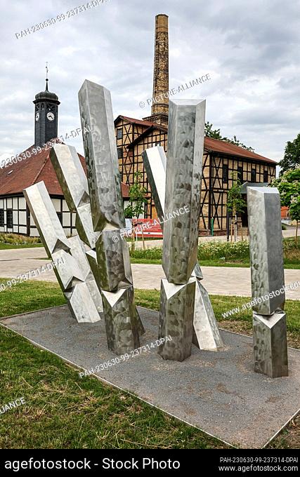 29 June 2023, Saxony-Anhalt, Halle (Saale): Crystal columns are new at the Salt Museum. After three and a half years of reconstruction and renovation