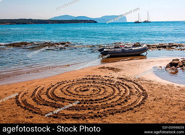 Goldy beach of Porto Ferro near Alghero in Sardinia