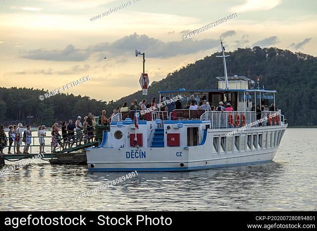 Evening cruise of the boat May (Maj) on Lake Macha (Machovo jezero) is seen on July 28, 2020, in Doksy, Czech Republic. (CTK Photo/Radek Petrasek)