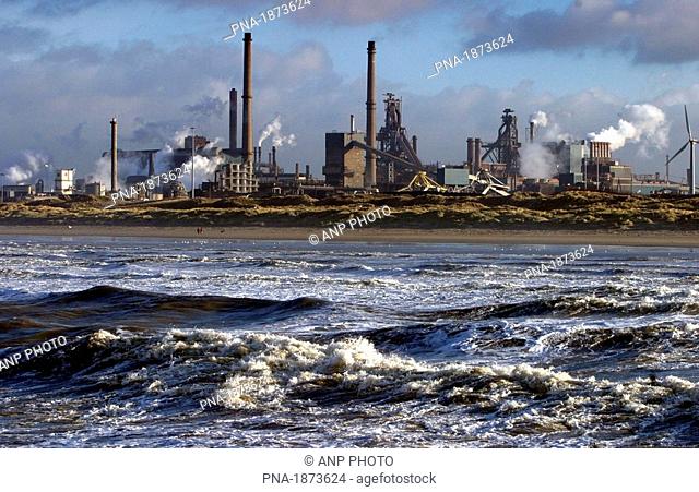 Steel industry Corus in IJmuiden seen from the sea
