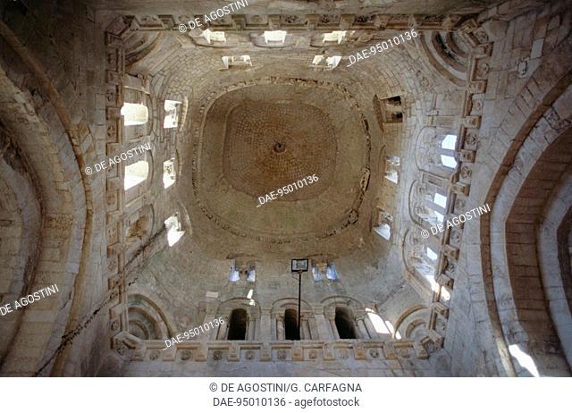 Interior of the dome of the Baptistery of St John, known as Rotari Tomb, 12th century, Monumental complex of St Peter, Monte Sant'Angelo, Apulia, Italy