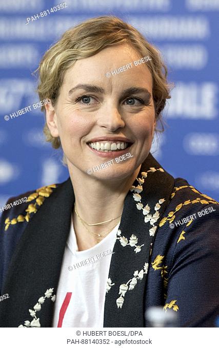 Actress Nina Hoss poses at the press conference of th movie 'Return to Montauk' during the 67th International Berlin Film Festival, Berlinale