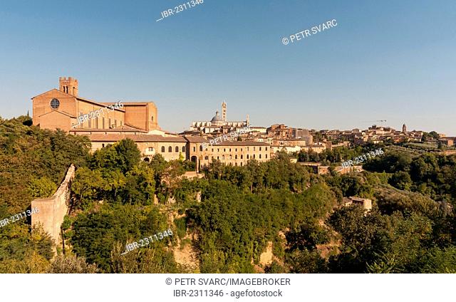Old Town of Siena with Basilica of San Domenico, Basilica Cateriniana, and Cathedral of Siena, Duomo di Siena, Tuscany, Italy, Europa