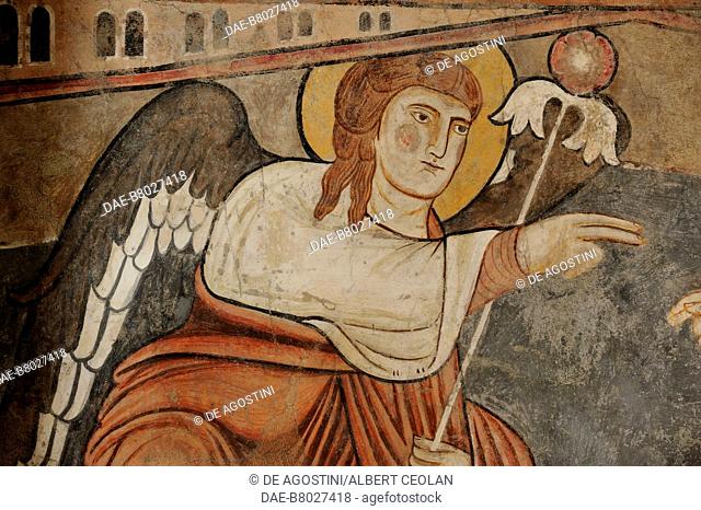 Fresco depicting an angel inside the castle of Stenico, Valli Giudicarie, Trentino-Alto Adige, Italy, 12th century. Stenico, Castle of Stenico