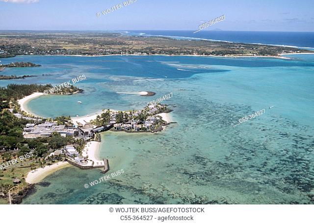 Aerial of Le Touessrok Hotel. East coast. Mauritius