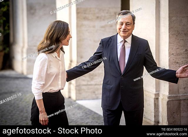The Italian Prime Minister, Mario Draghi, meets the Prime Minister of Finland, Sanna Marin, at Palazzo Chigi. Rome, Italy 18/05/2022