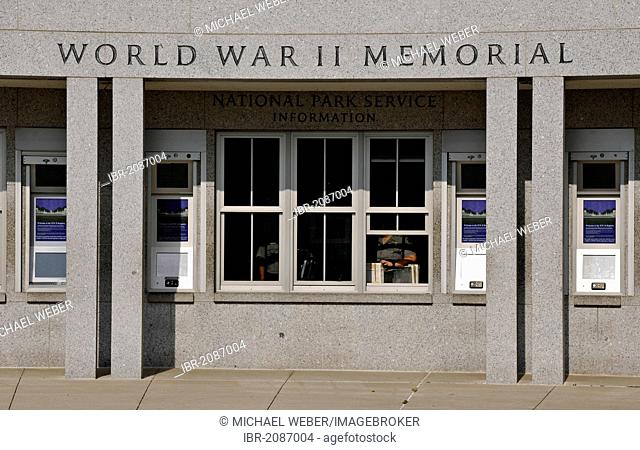 Information office of the National Park Service, operators of the National World War II Memorial, WWII Memorial or Second World War Memorial, Washington DC