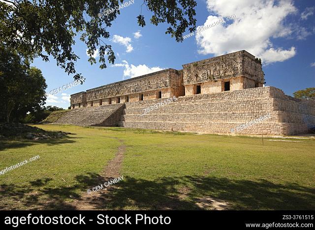 View to The Governer's Palace-Palacio Del Gobernador at the Prehispanic Mayan Archaeological Site Uxmal in the Puuc Route, Merida, Yucatan State, Mexico