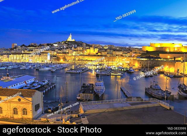 Marseille at Dusk, Provence-Alpes-Cote d'Azur, France