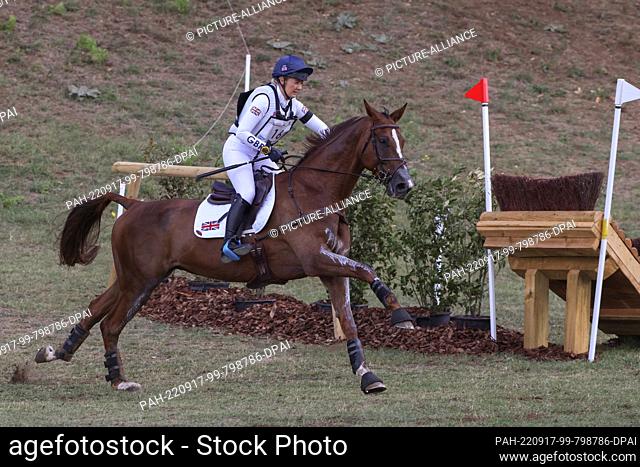 17 September 2022, Italy, Rocca Di Papa: Equestrian sport: World Championship, Eventing, Cross-country competition. Event rider Yasmin Ingham (Great Britain)...