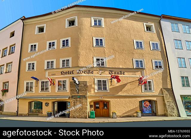 Hotel 'Weisse Taube' in the old town of Salzburg, Austria