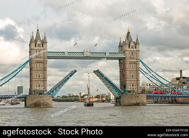 Tower Bridge in the City of London. This iconic bridge opened in 1894 and is used by some 40, 000 people a day