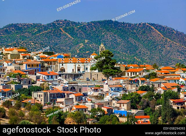 Mountain village Lefkara on Cyprus island - travel background
