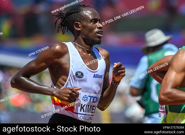 Belgian Isaac Kimeli pictured in action during the men's 10000m event, at the 19th IAAF World Athletics Championships in Eugene, Oregon, USA