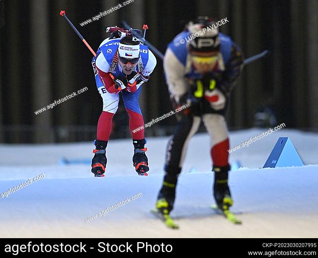 L-R Michal Krcmar from Czech Republic and Shohei Kodama from Japan compete in men's 10 km sprint race within the BMW IBU World Cup Biathlon NMNM 2023