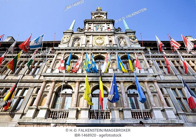 Stadhuis city hall, Grote Markt square, Antwerp, Flanders, Belgium, Europe