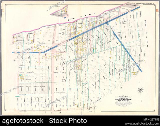 Double Page Plate No. 2: Bounded by Montgomery Street, Utica Avenue, Crown Street, Ford Street, East New York Avenue, Howard Avenue, Clarkson Avenue