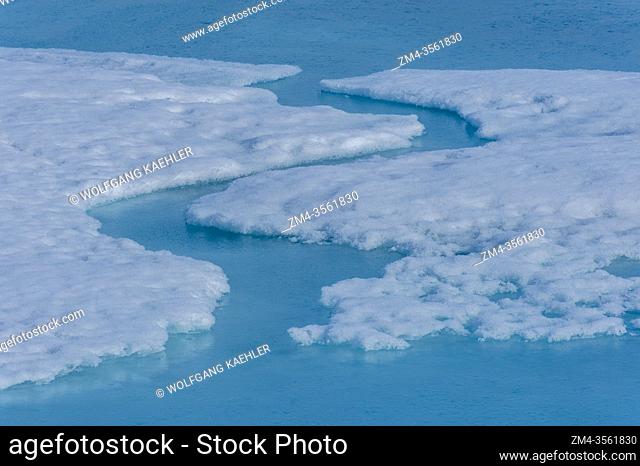 Detail of an ice floe in the pack ice north of Svalbard, Norway