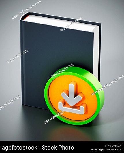 Book with download arrow icon. 3D illustration