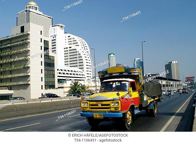 Old Isuzu Truck at the Taksin Bridge in Bangkok