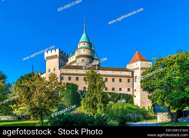 Bojnice Castle is a medieval castle in Bojnice, Slovakia. It is a Romanesque castle with some original Gothic and Renaissance elements built in the 12th century