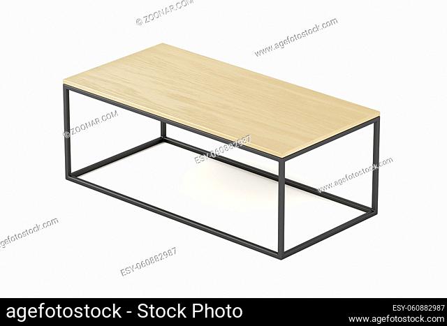 Wooden coffee table on white background