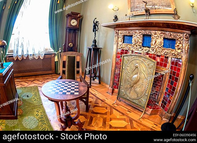 Samara, Russia - May 14, 2017: The interior of one of the halls of the Samara museum Kurlina's House