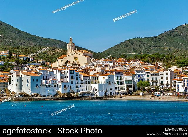 View of Cadaques from sea, Catalonia, Spain
