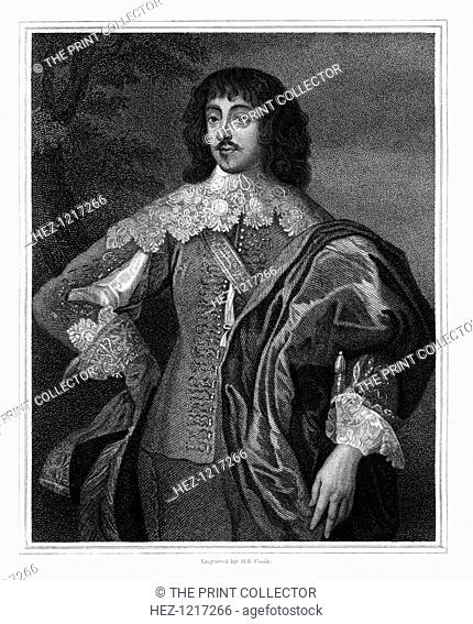 William Villiers, 2nd Viscount Grandison of Limerick, (1827). Portrait of Irish aristocrat Villiers (1614-1643), wearing elaborate lace collar and cuffs
