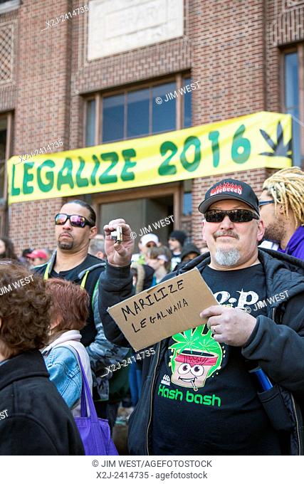 Ann Arbor, Michigan - The annual Hash Bash at the University of Michigan, where a lot of marijuana is smoked and speakers call for its legalization