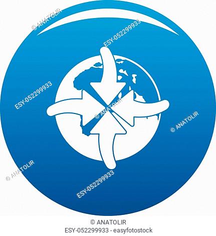 Arrow of world icon vector blue circle isolated on white background