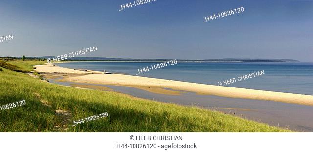 panorama, scenery, landscape, Michigan lake, Lake Michigan, sand beach, estuary, angler, shore, lake, lake shore, Slee